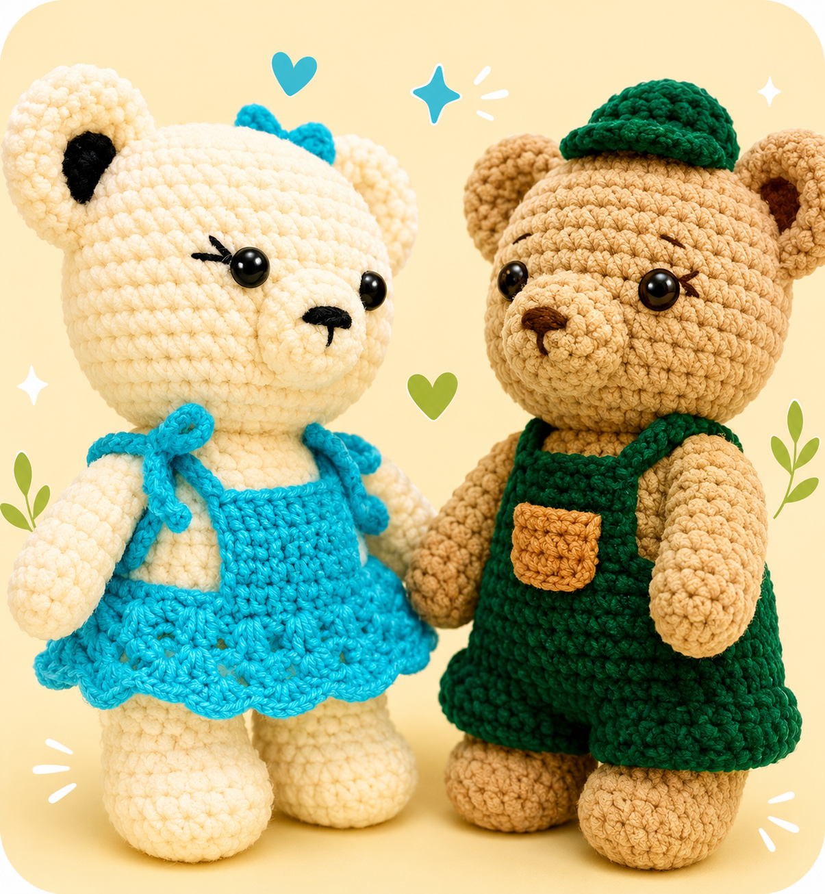 🧸Crochet Bear Couple (12"x8")