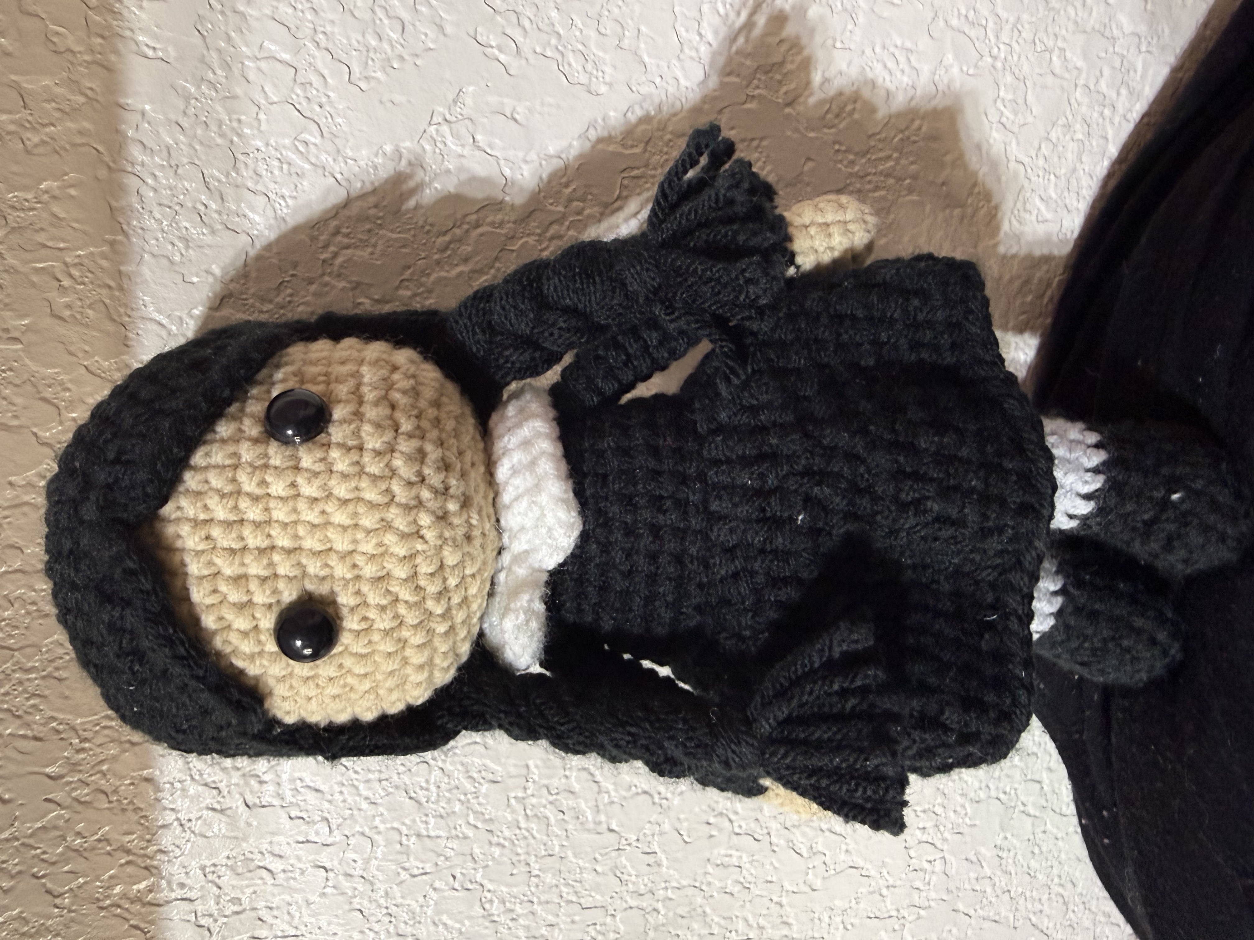 🖤 Classic Black Dress Crochet Doll (8” x 6”)