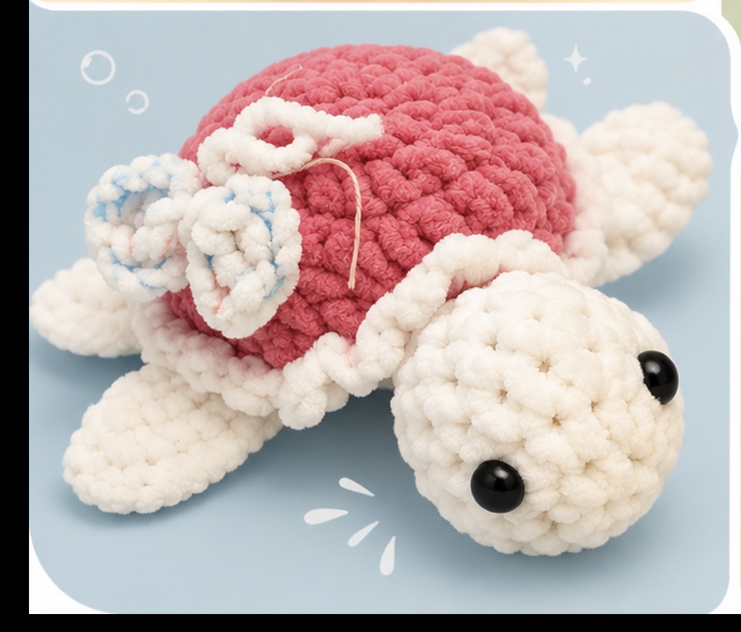 🐢Pink Turtle Crochet Plush (6"x7")