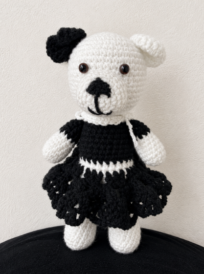 🐼Black & White Bear Crochet Doll (8” x 6”)