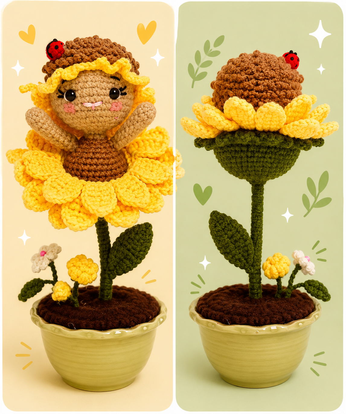 🌻 Sunflower Girl Crochet Doll (12"x8")